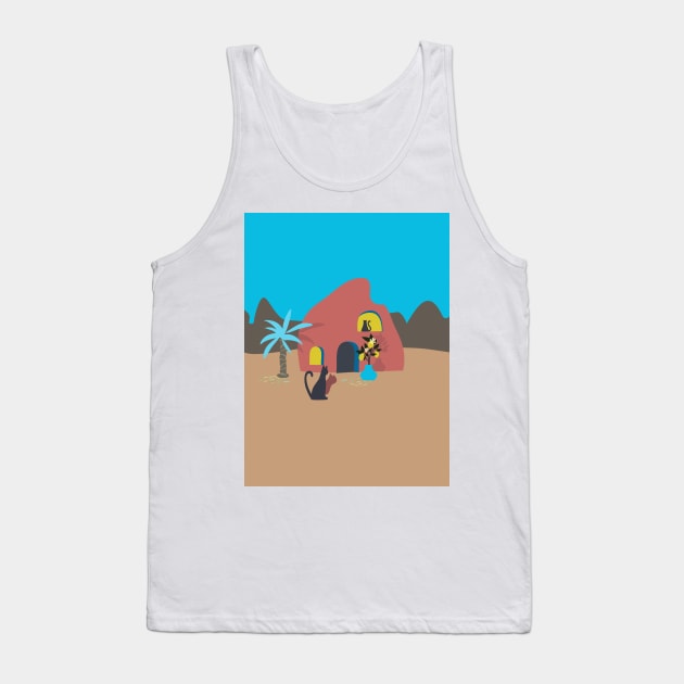 Cats Enjoying a a Sunny Day on a Mediterranean Patio Tank Top by oknoki